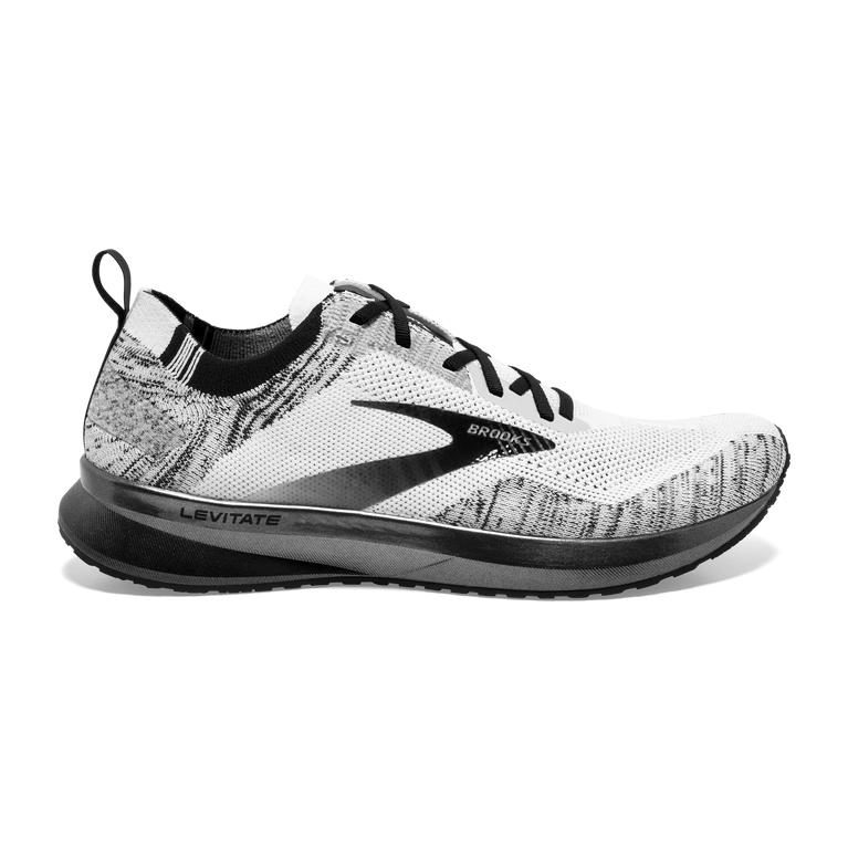 Brooks Levitate 4 Road Running Shoes - Men's - White/Black (74298-AQVM)